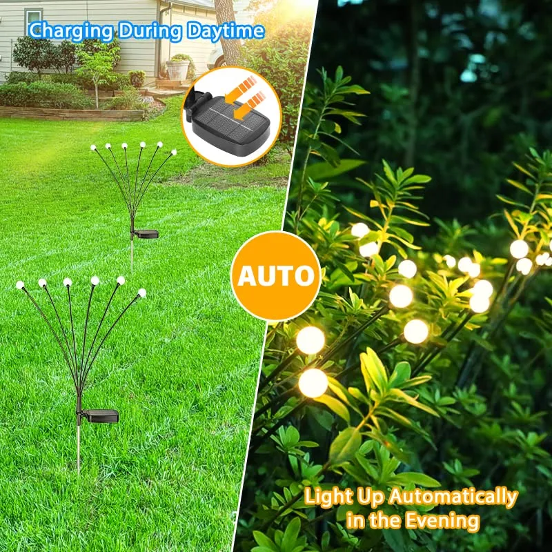 Brightever 𝐔𝐩𝐠𝐫𝐚𝐝𝐞𝐝 Solar Lights Outdoor Waterproof - Swaying Solar Garden Lights, Firefly Lights with Highly Flexible Copper Wires, Yard Pathway Christmas Landscape Stake Lights, 2 Packs