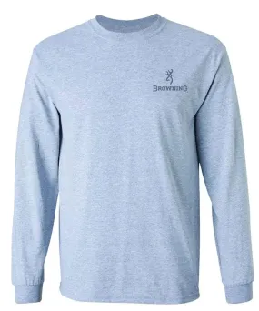 Browning Signature Buckmark (Sport Grey) - Mens Long Sleeve T-Shirt