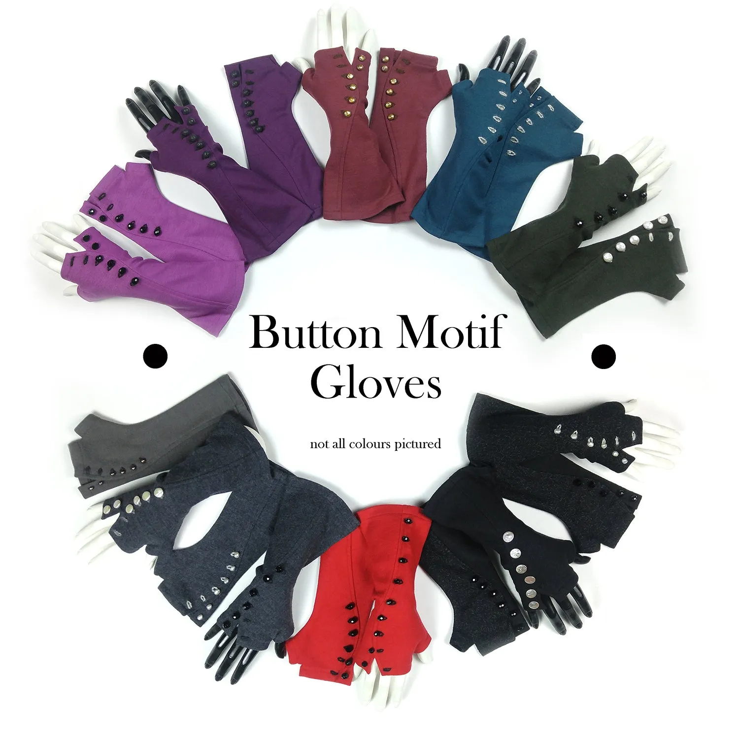 BUTTON MOTIF Gloves. MORE colours.