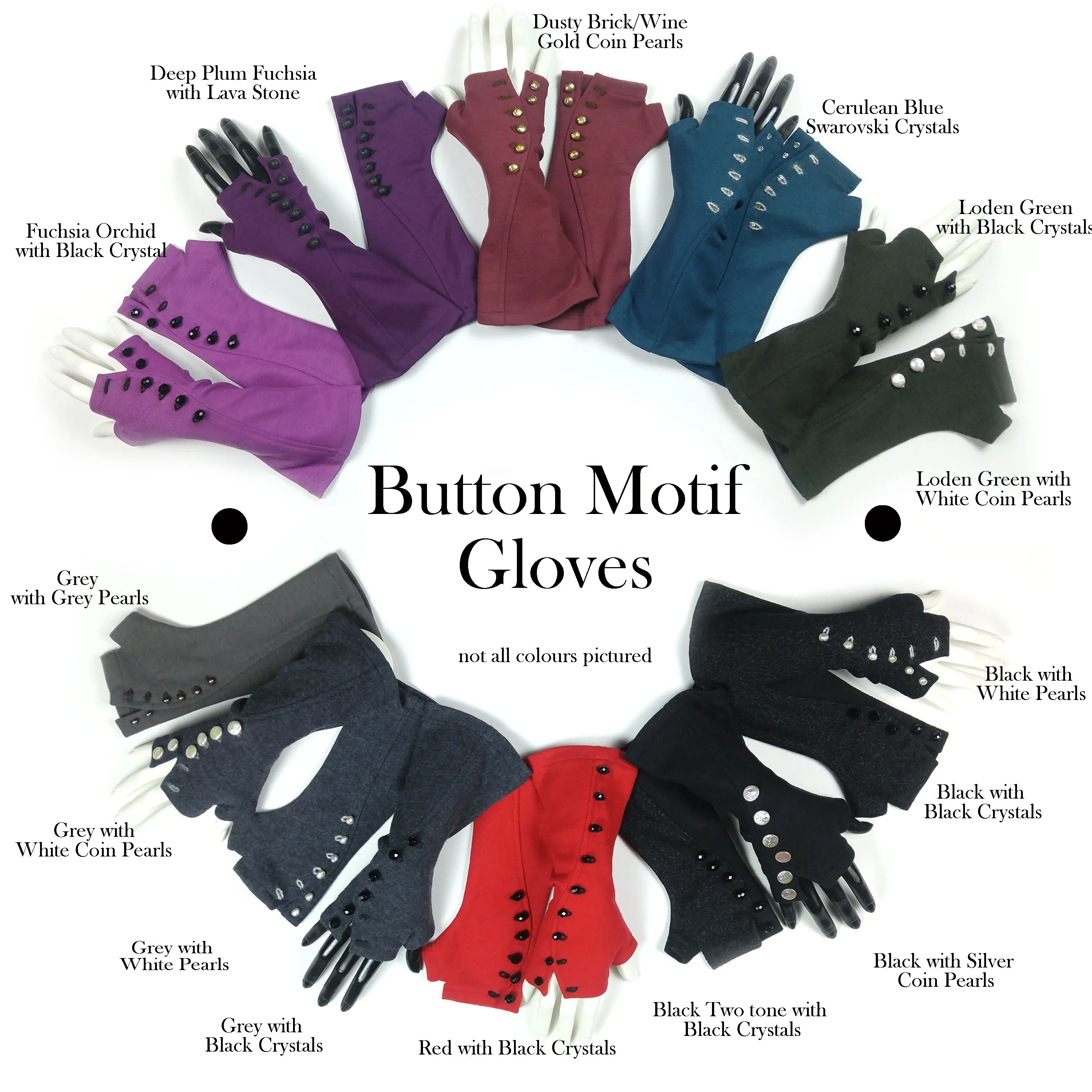 BUTTON MOTIF Gloves. MORE colours.