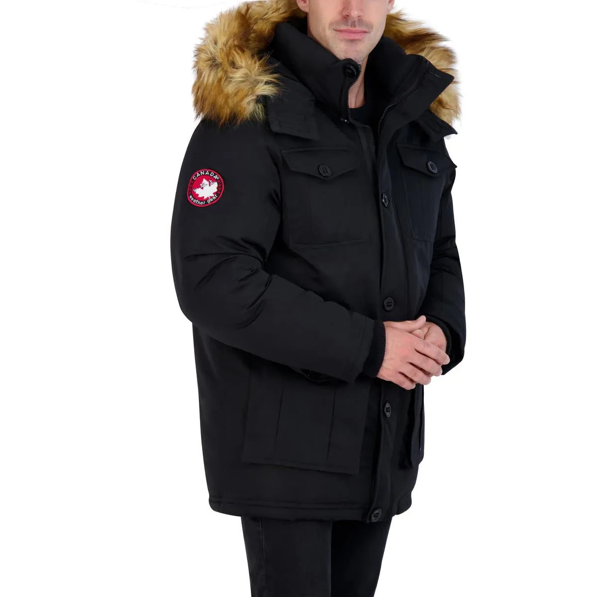 Canada Weather Gear Parka Coat for Men-Insulated Winter Jacket w/ Faux Fur Hood