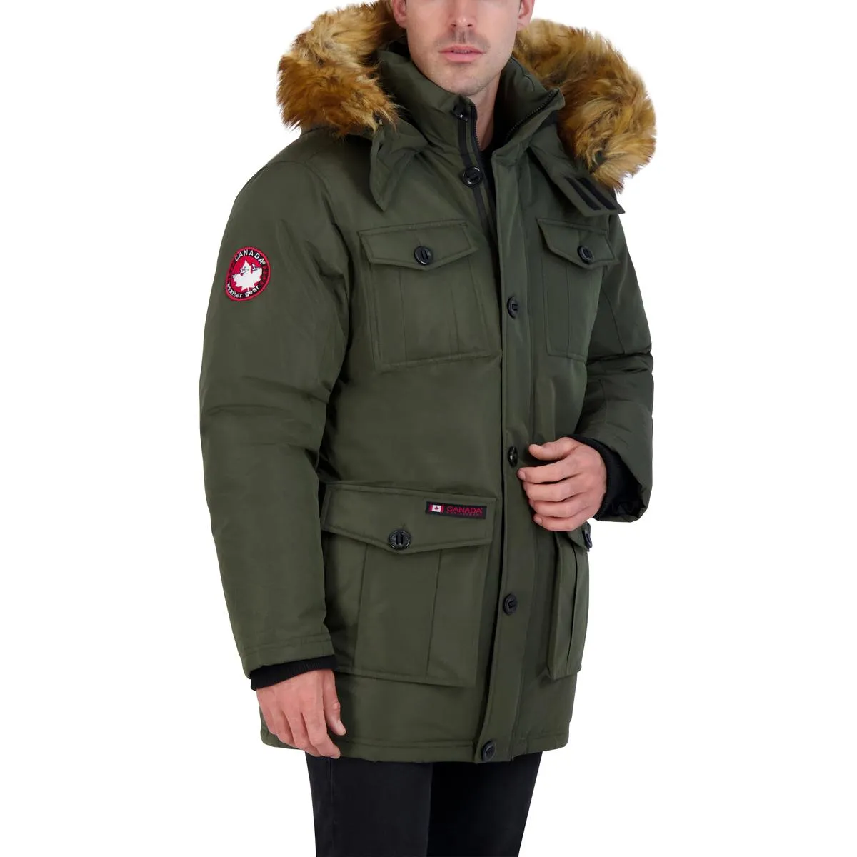 Canada Weather Gear Parka Coat for Men-Insulated Winter Jacket w/ Faux Fur Hood