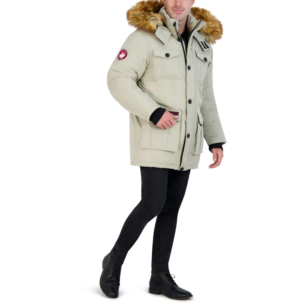 Canada Weather Gear Parka Coat for Men-Insulated Winter Jacket w/ Faux Fur Hood