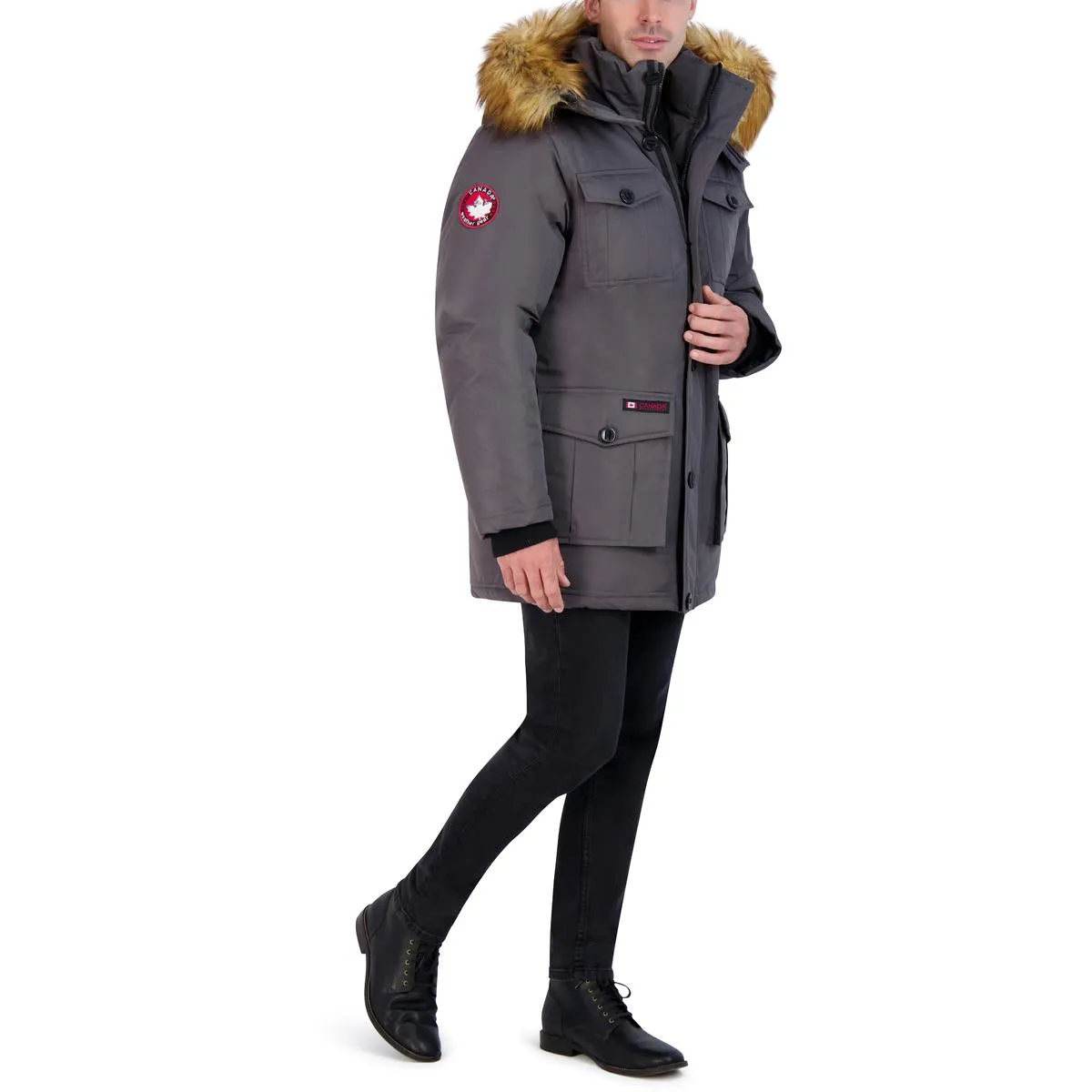 Canada Weather Gear Parka Coat for Men-Insulated Winter Jacket w/ Faux Fur Hood