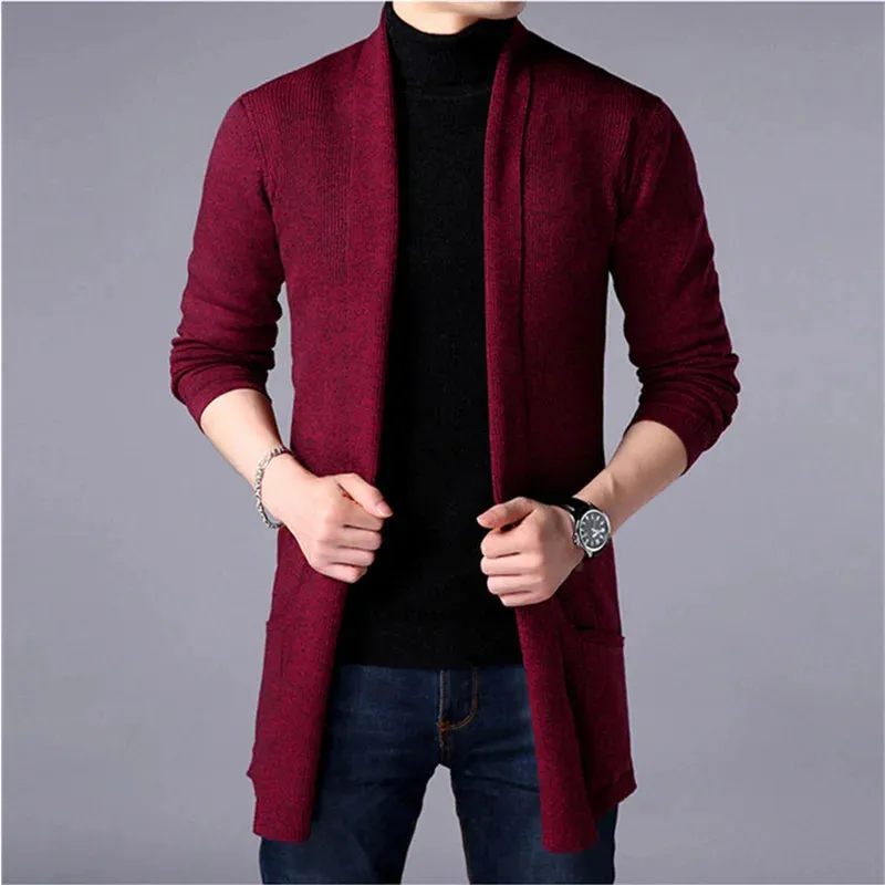 Casual Solid Knitted Long Cardigan