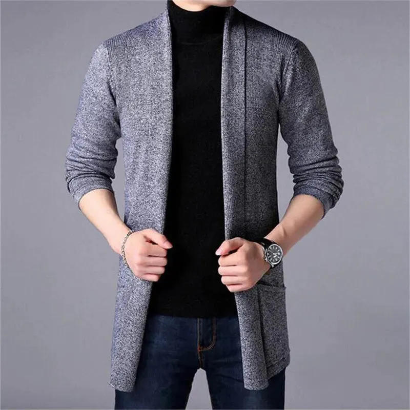 Casual Solid Knitted Long Cardigan