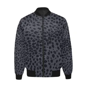 Cheetah Print Charcoal Quilted Bomber Jacket