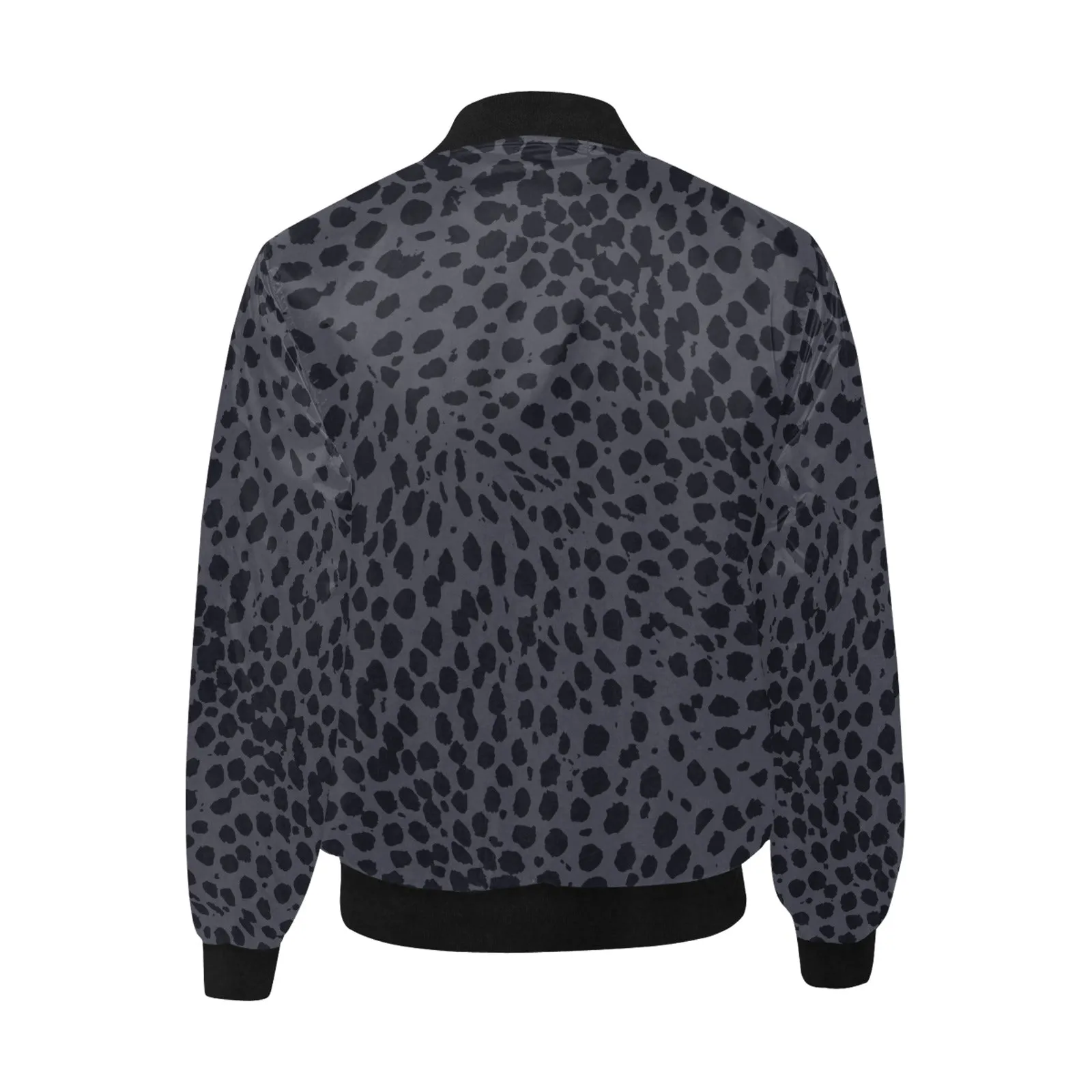 Cheetah Print Charcoal Quilted Bomber Jacket