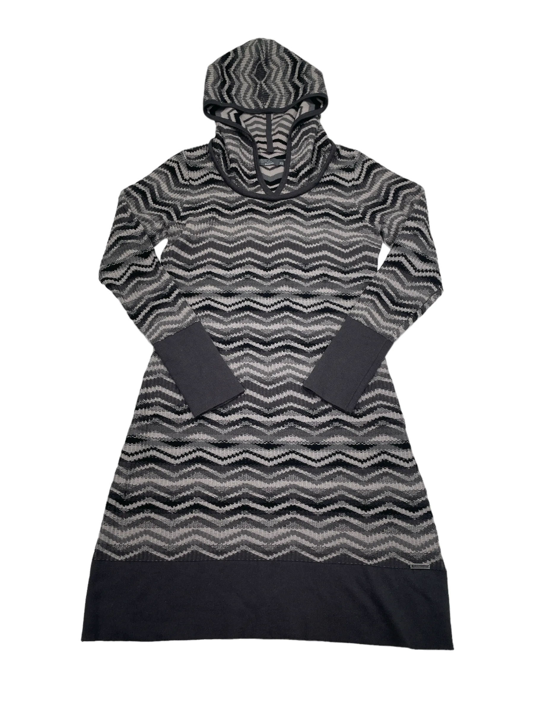 Chevron Hooded Knit Sweater Dress