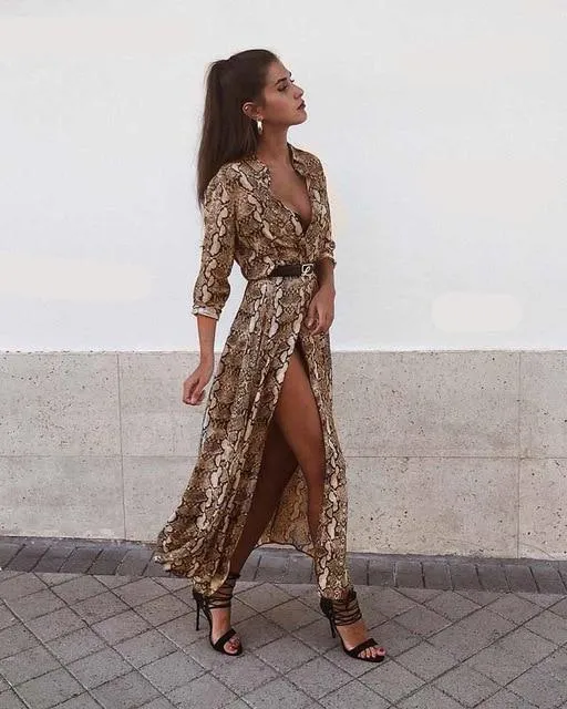 Chiffon snake print dress