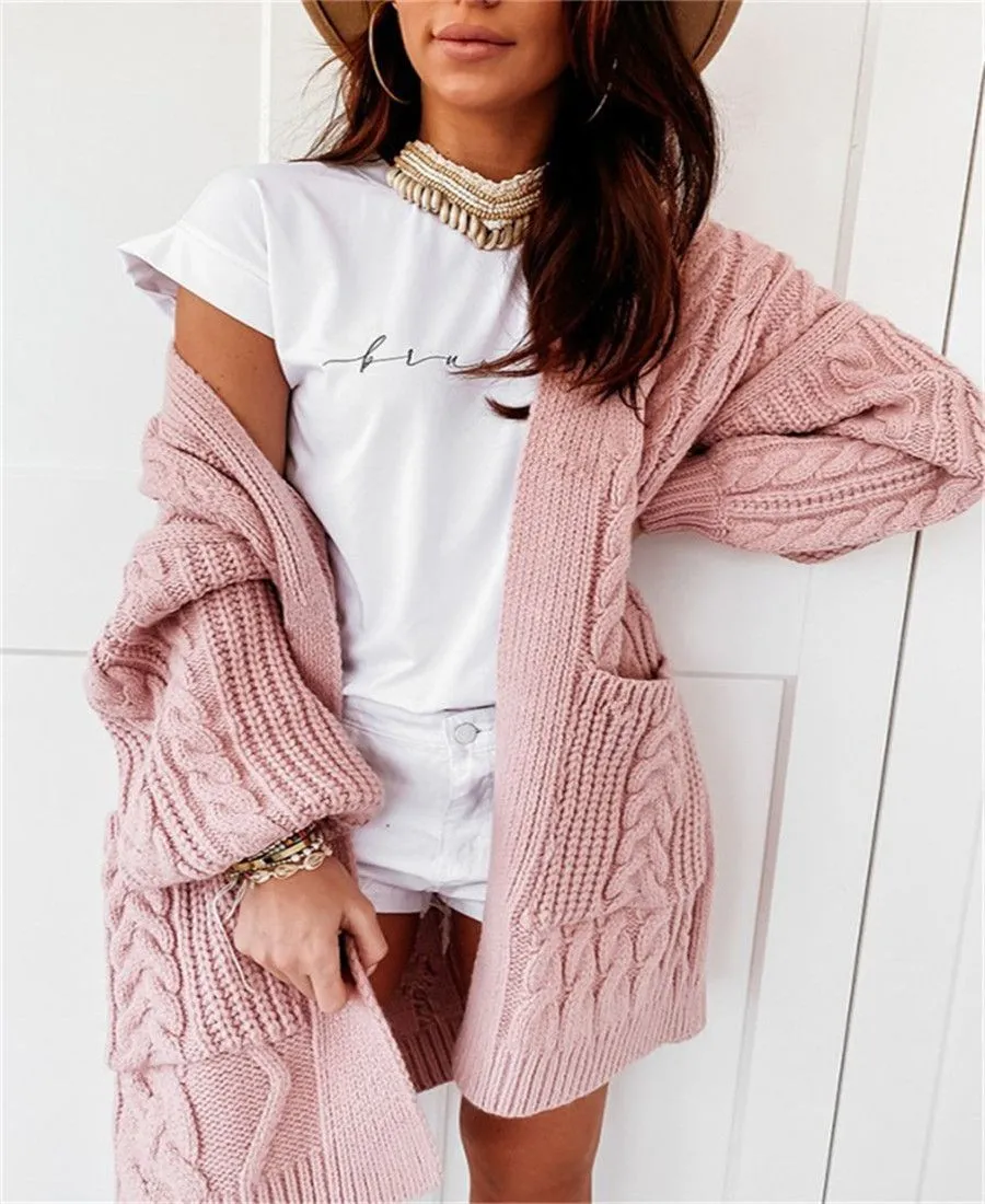 Chunky Long Knitted Hand Braid Long Cardigan Sweater Jacket Knitwear