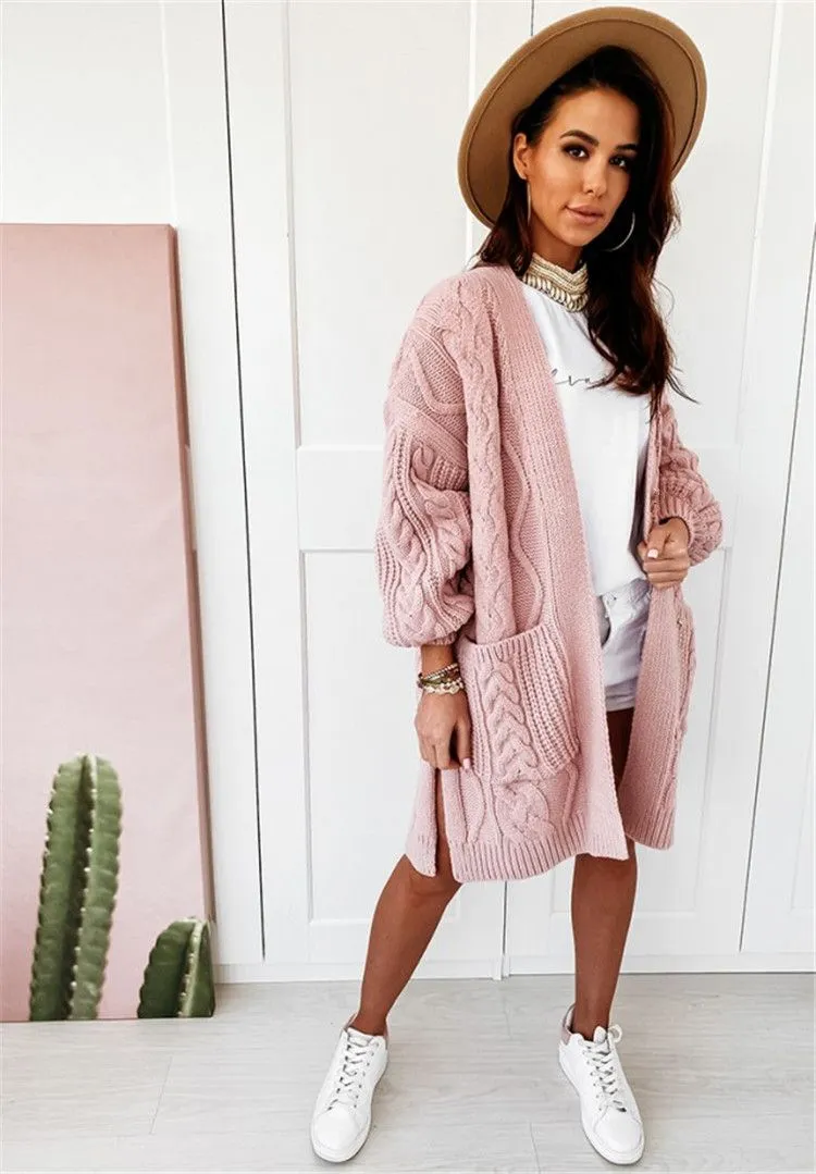 Chunky Long Knitted Hand Braid Long Cardigan Sweater Jacket Knitwear