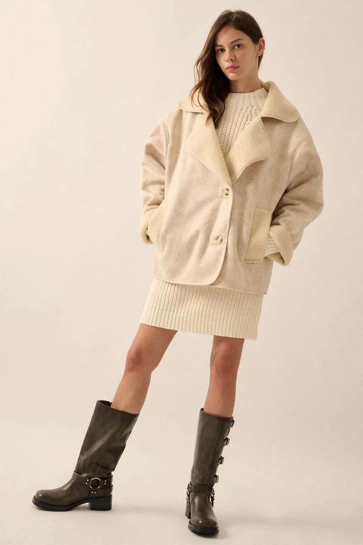 Coconut Milk Shearling Jacket