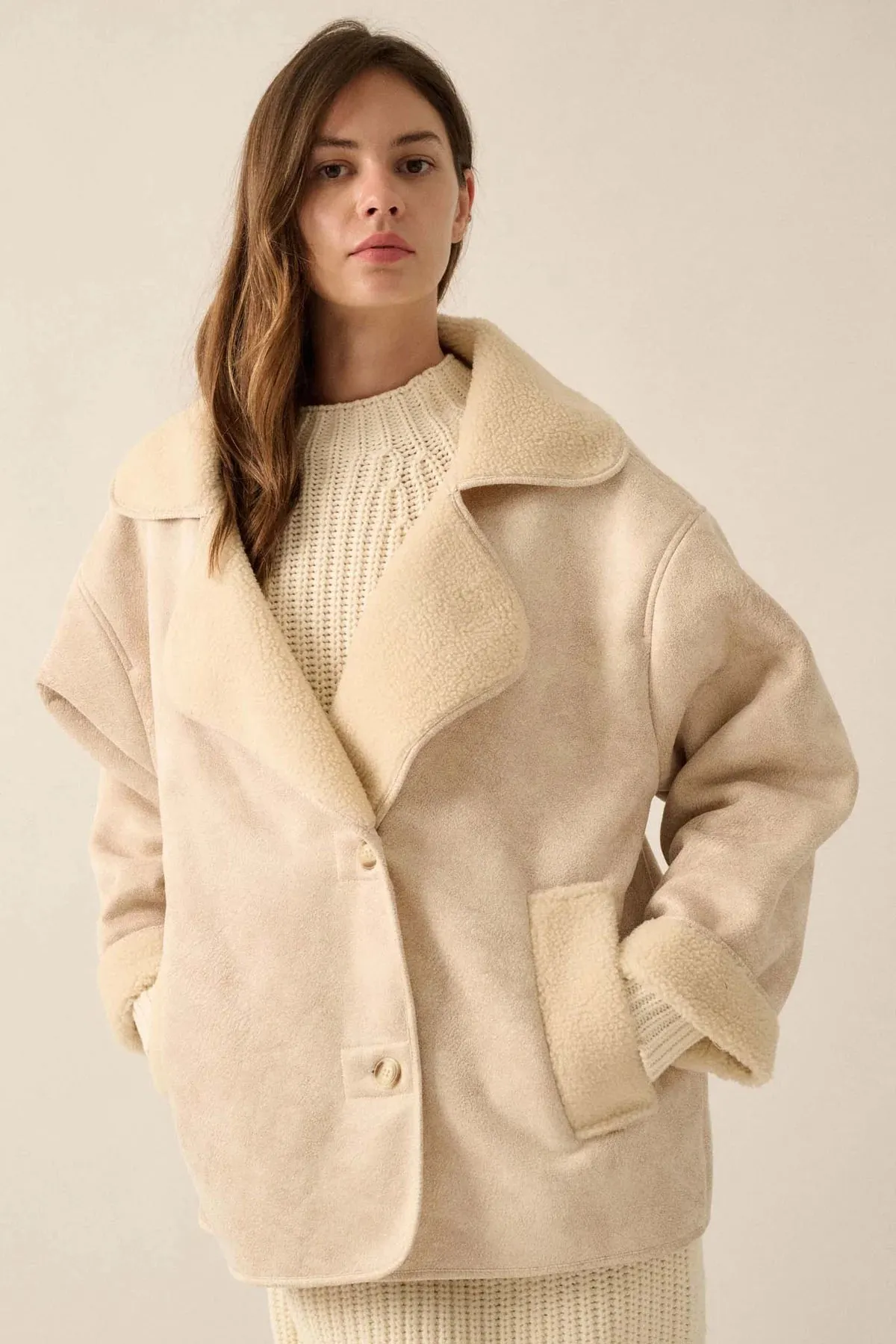 Coconut Milk Shearling Jacket