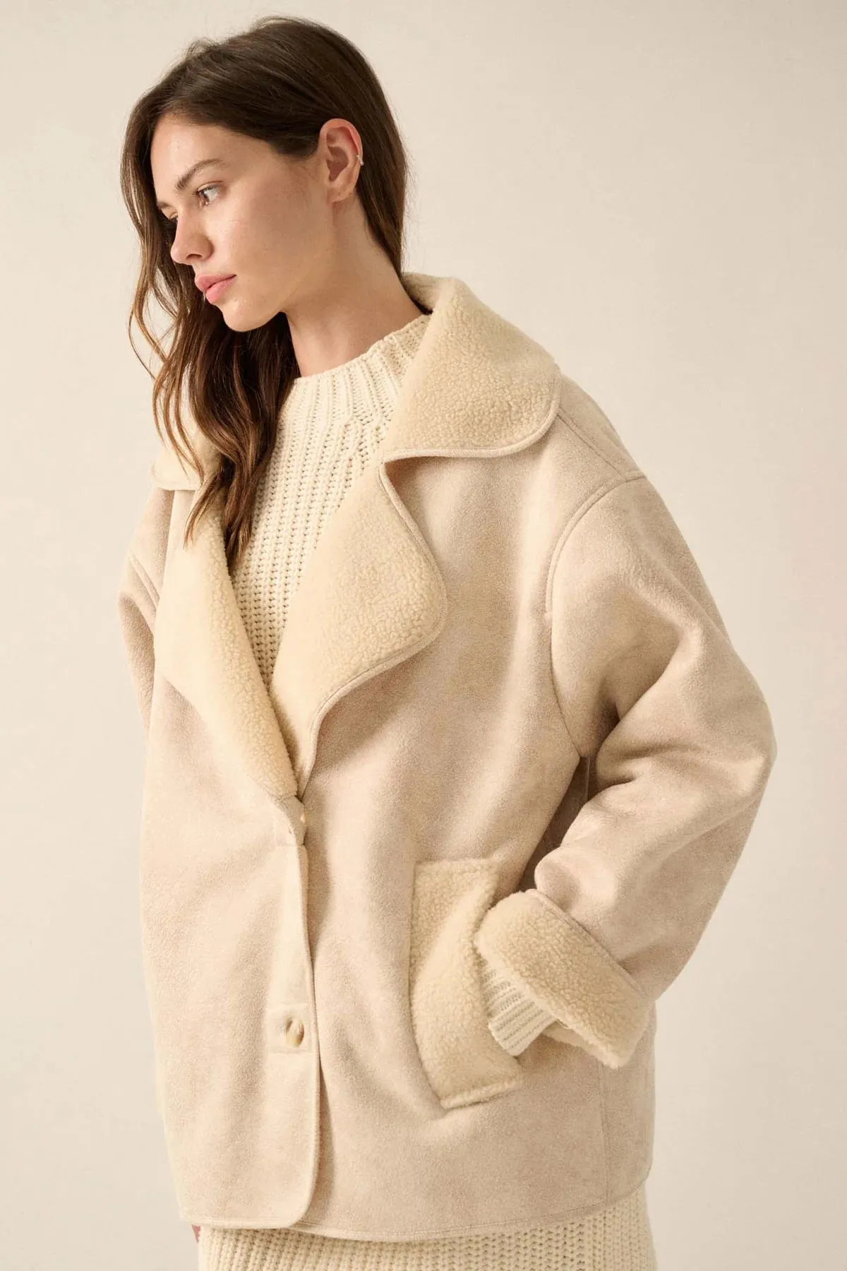 Coconut Milk Shearling Jacket