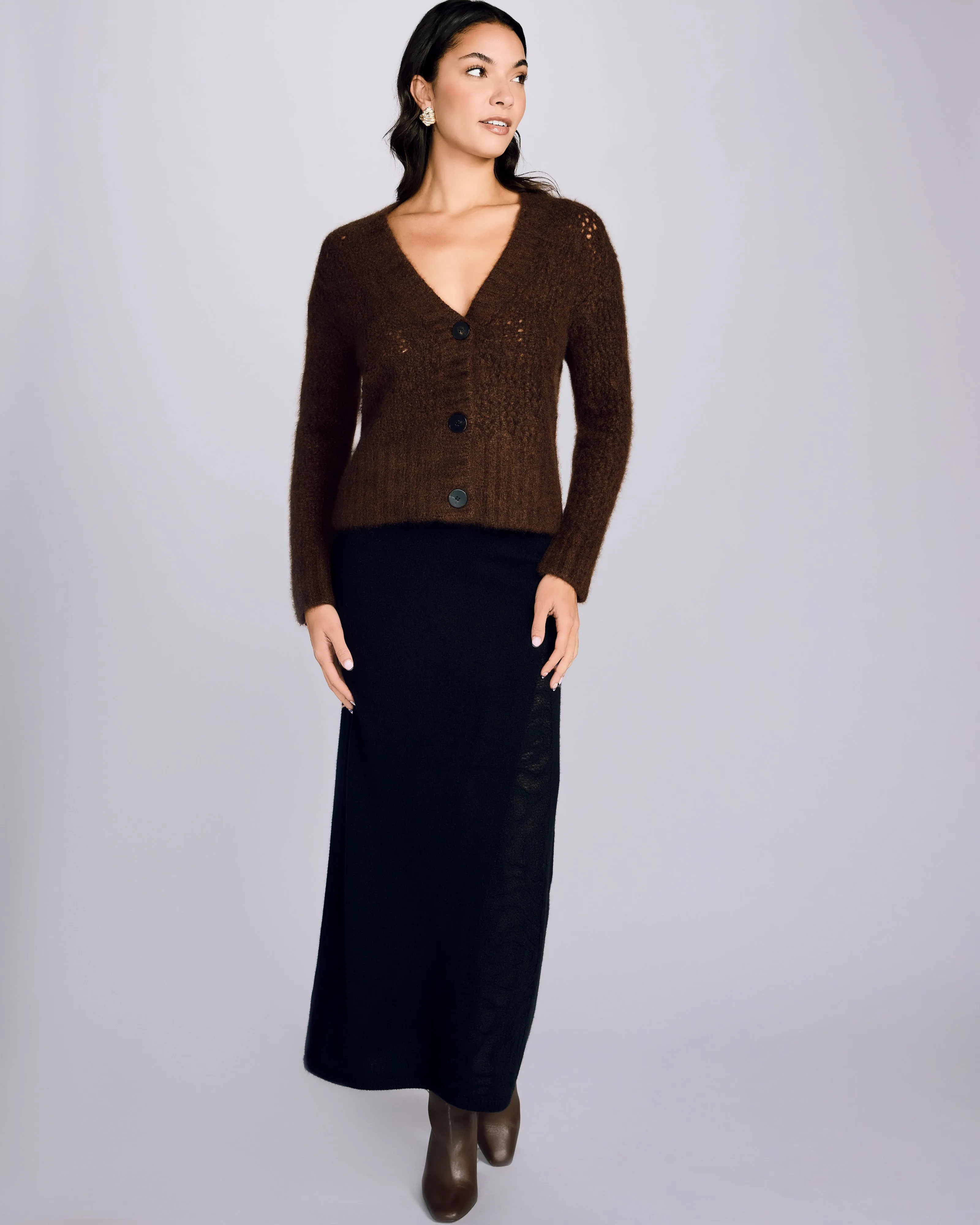 Coffee Brown Cashmere Cardigan