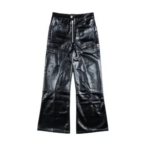 Cracked Coated Leather Double Knee Pants 'Black'