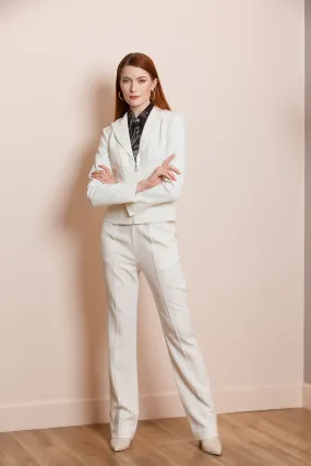 Crepe Suit Pants with Flared Bottom in White