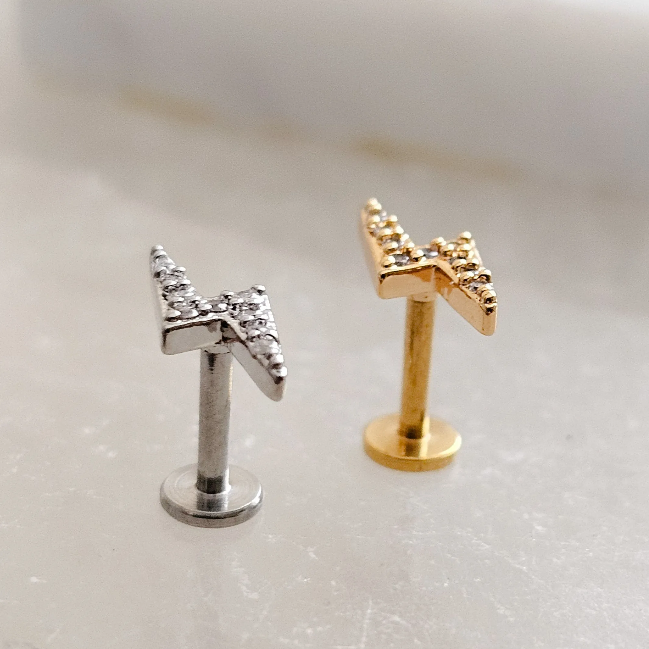 Crescent Moon & Lightning Bolt Flat Back Stud Set