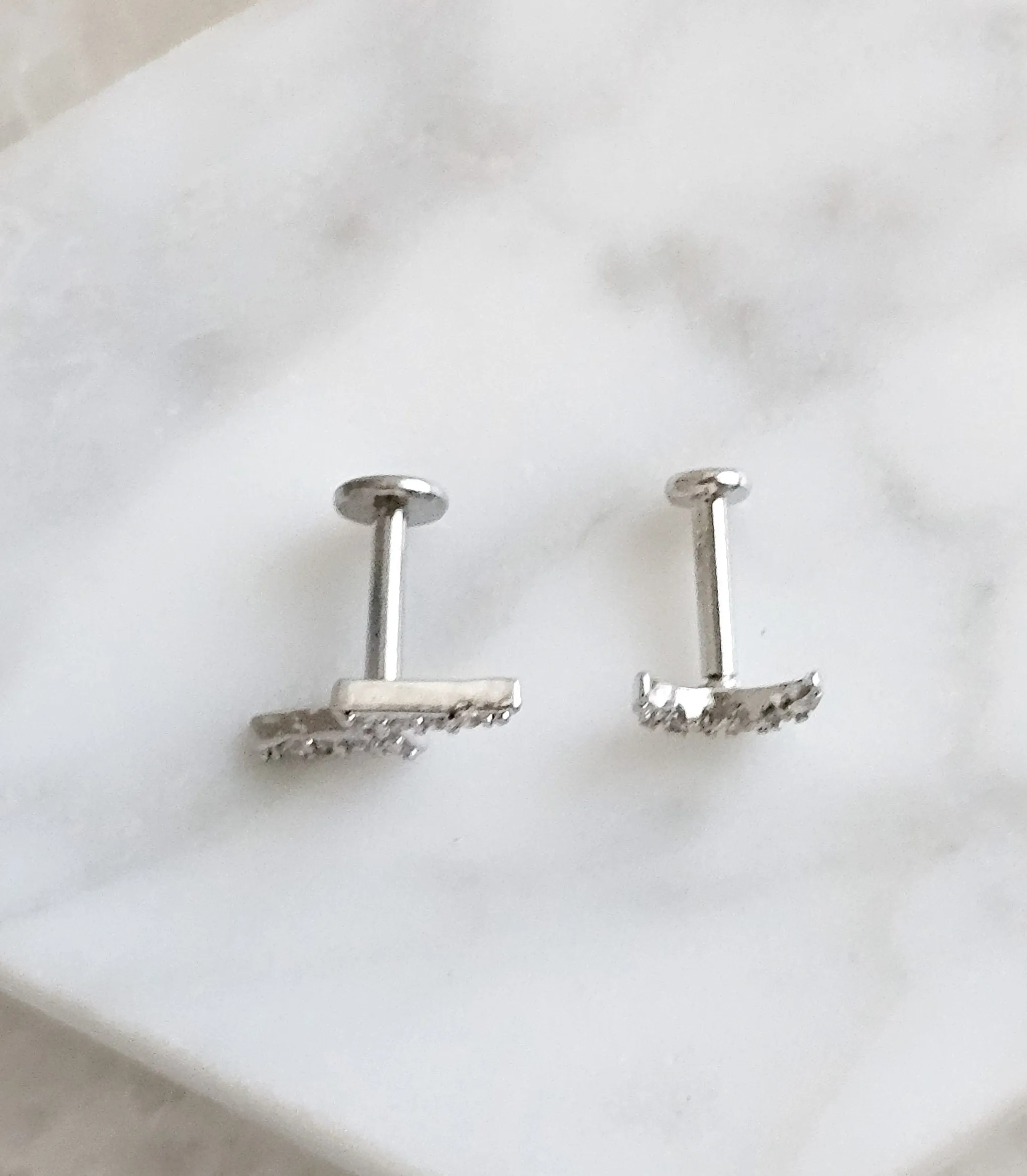 Crescent Moon & Lightning Bolt Flat Back Stud Set