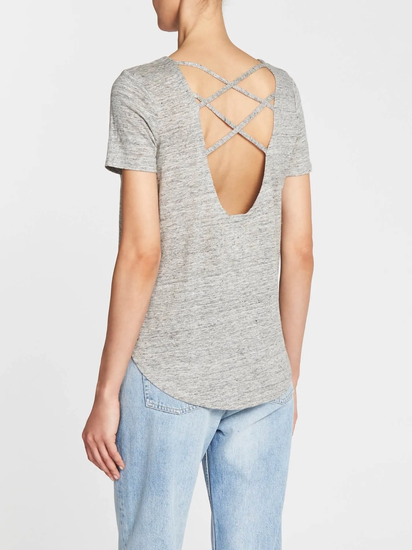 Criss Cross Back Shirt Tail Tee