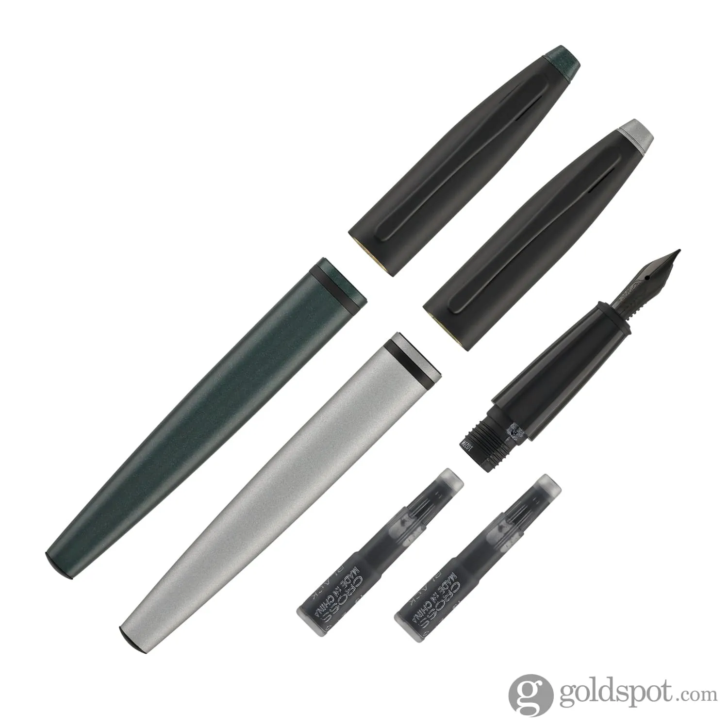 Cross Calais Fountain Pen in Matte Green   Matte Grey Combo - Fine Point