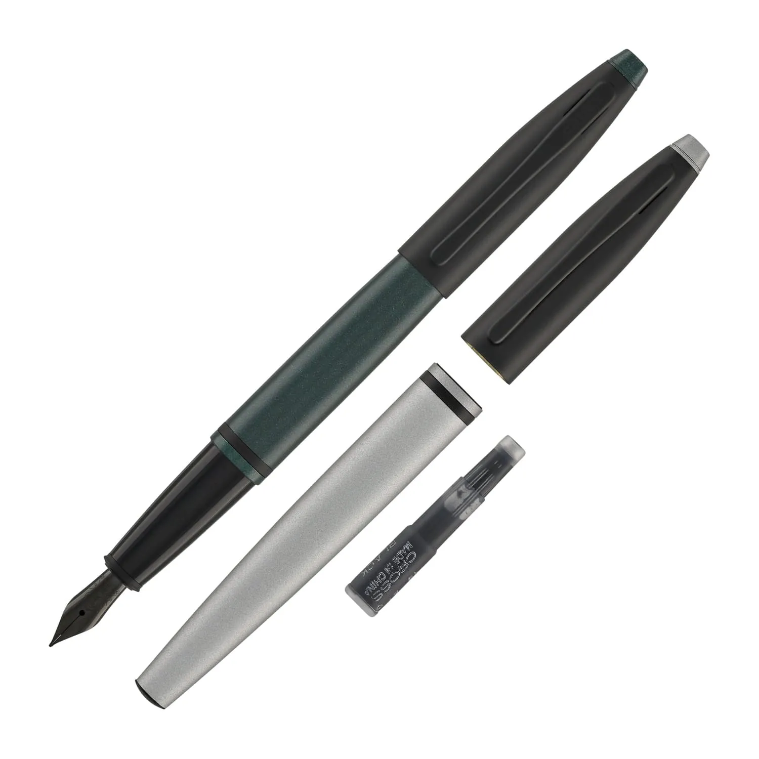 Cross Calais Fountain Pen in Matte Green   Matte Grey Combo - Fine Point