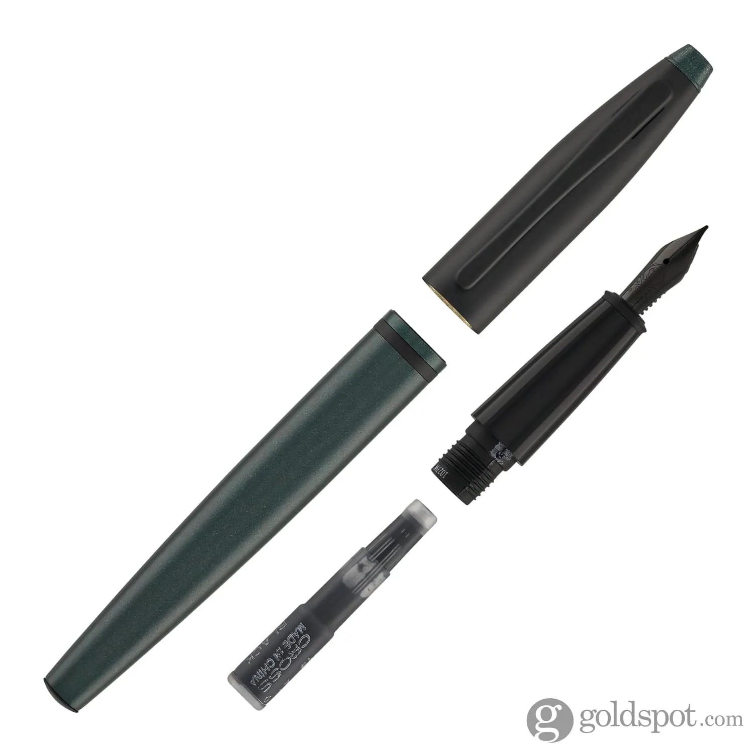 Cross Calais Fountain Pen in Matte Green   Matte Grey Combo - Fine Point