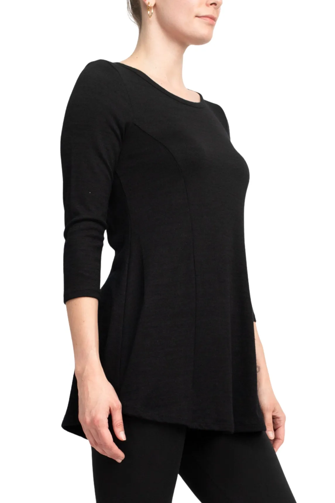 Cupio Scoop Neck 3/4 Sleeve Solid Knit Top