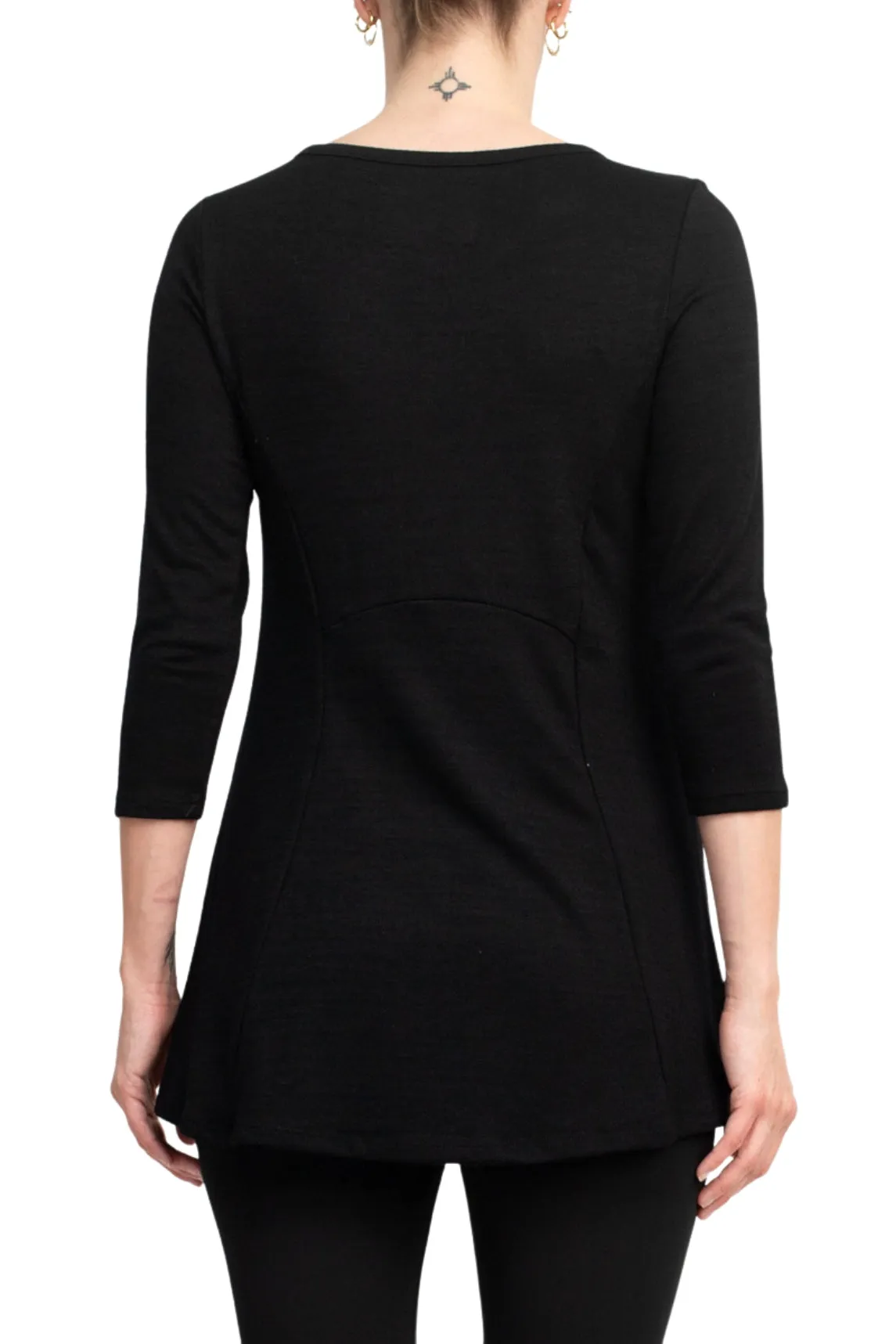 Cupio Scoop Neck 3/4 Sleeve Solid Knit Top