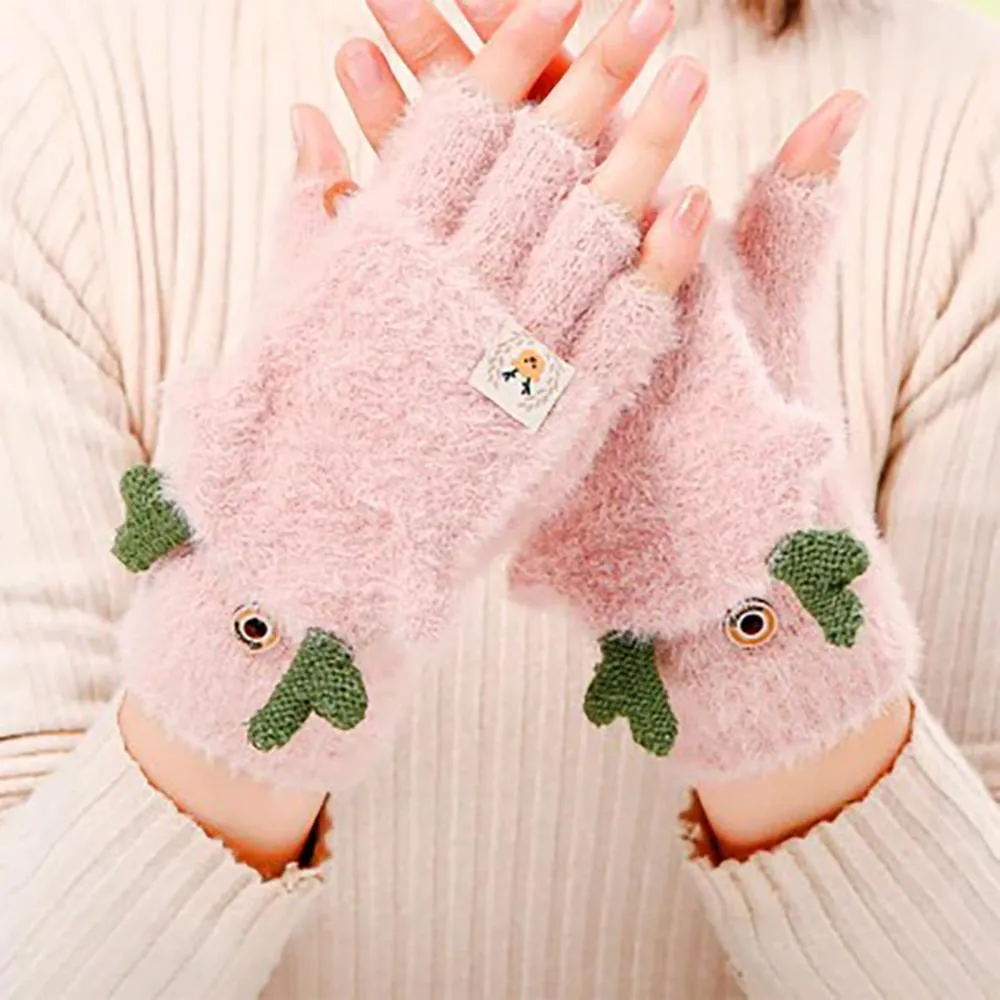 Cute Cat Claw Fingerless Winter Gloves