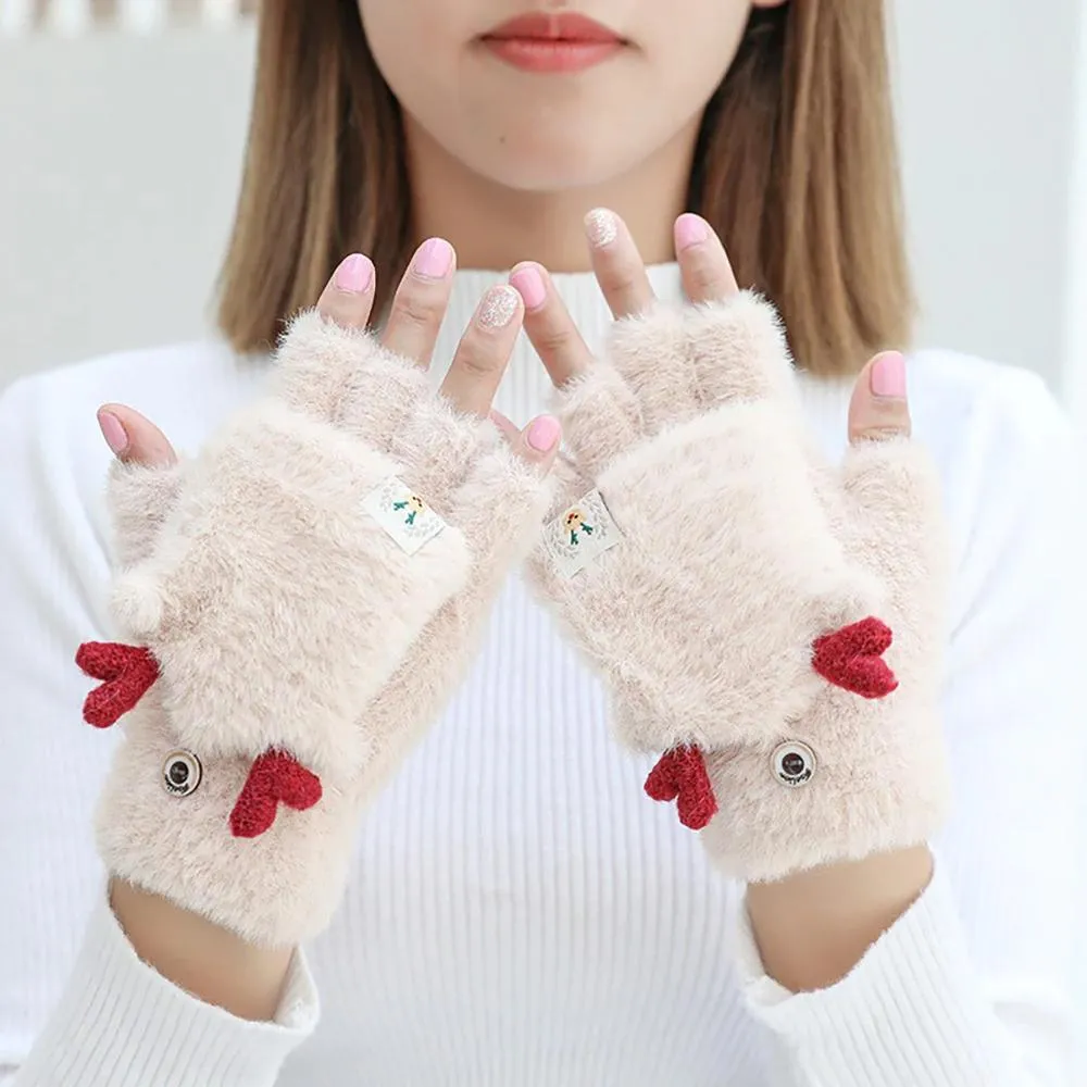 Cute Cat Claw Fingerless Winter Gloves