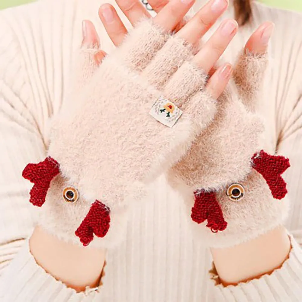 Cute Cat Claw Fingerless Winter Gloves