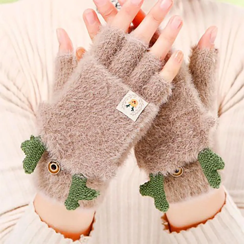 Cute Cat Claw Fingerless Winter Gloves