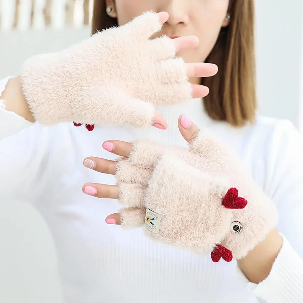 Cute Cat Claw Fingerless Winter Gloves