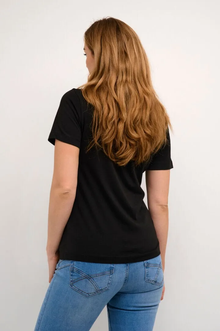 DEEP V NECK BLACK T SHIRT