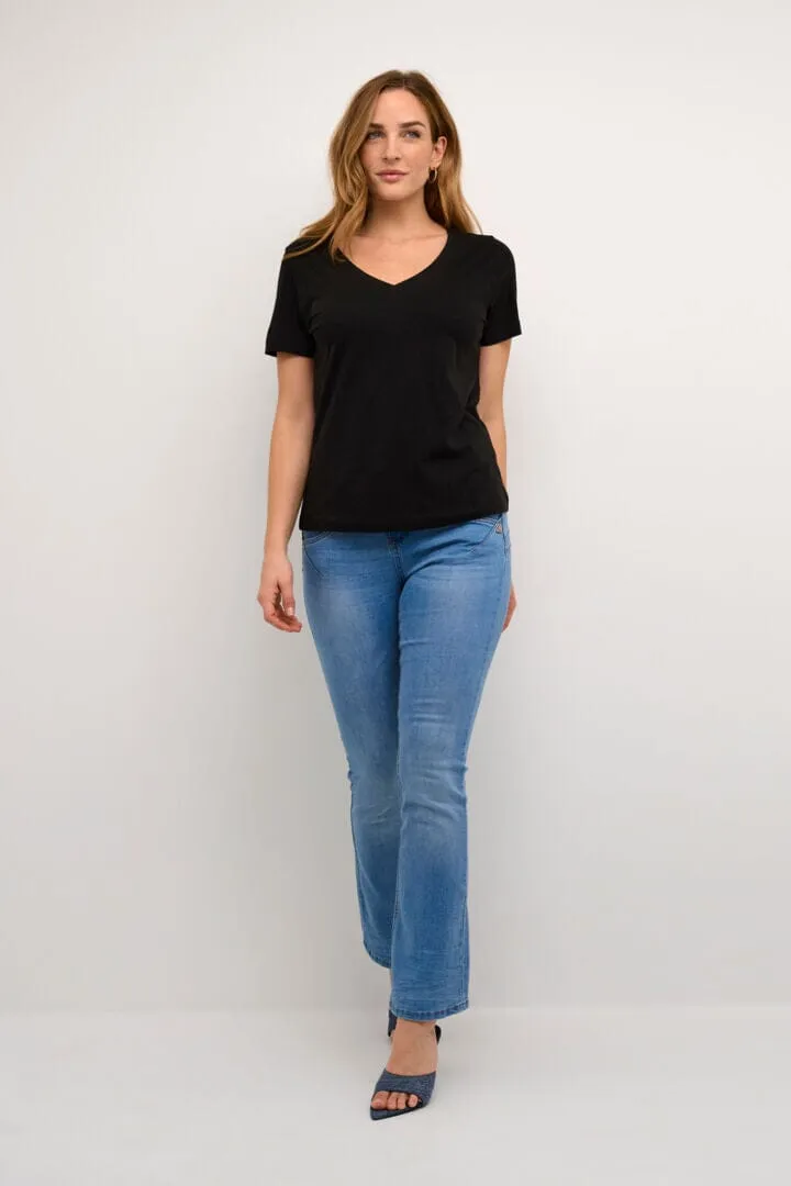 DEEP V NECK BLACK T SHIRT