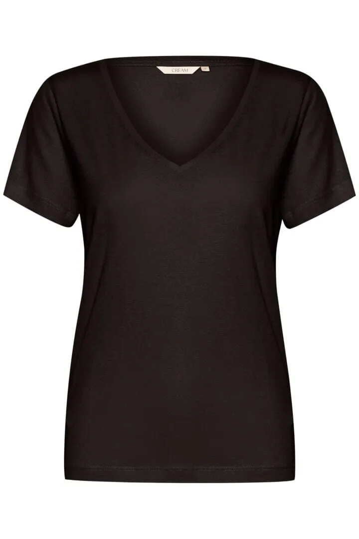 DEEP V NECK BLACK T SHIRT