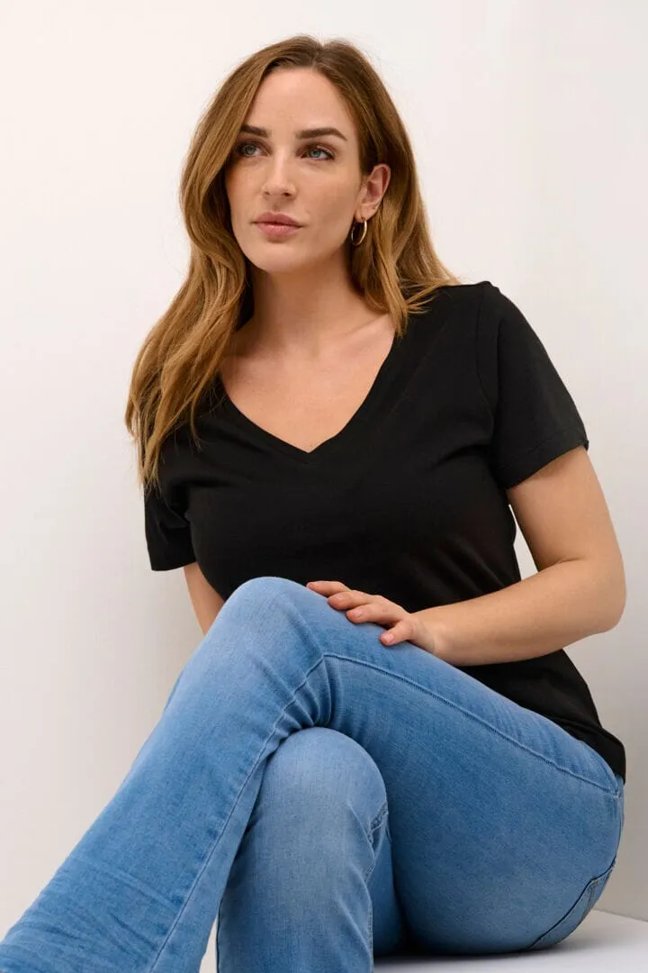 DEEP V NECK BLACK T SHIRT