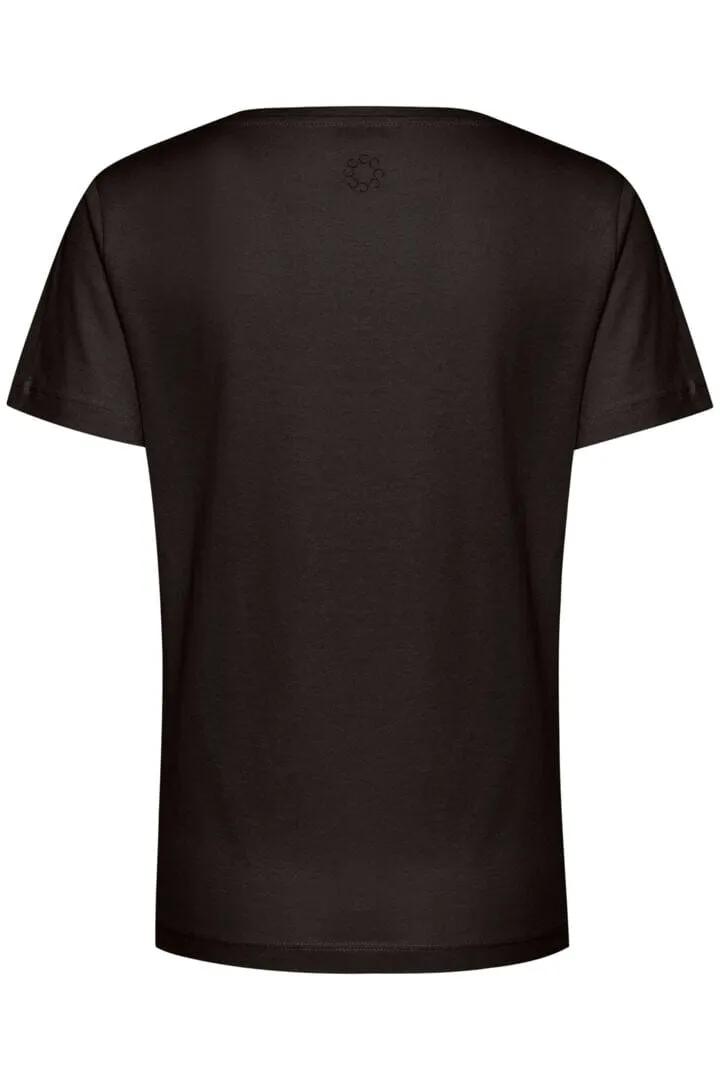 DEEP V NECK BLACK T SHIRT