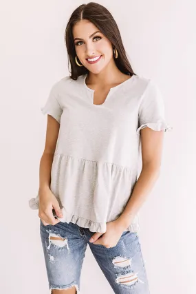 Delightful Days Shift Top In Grey