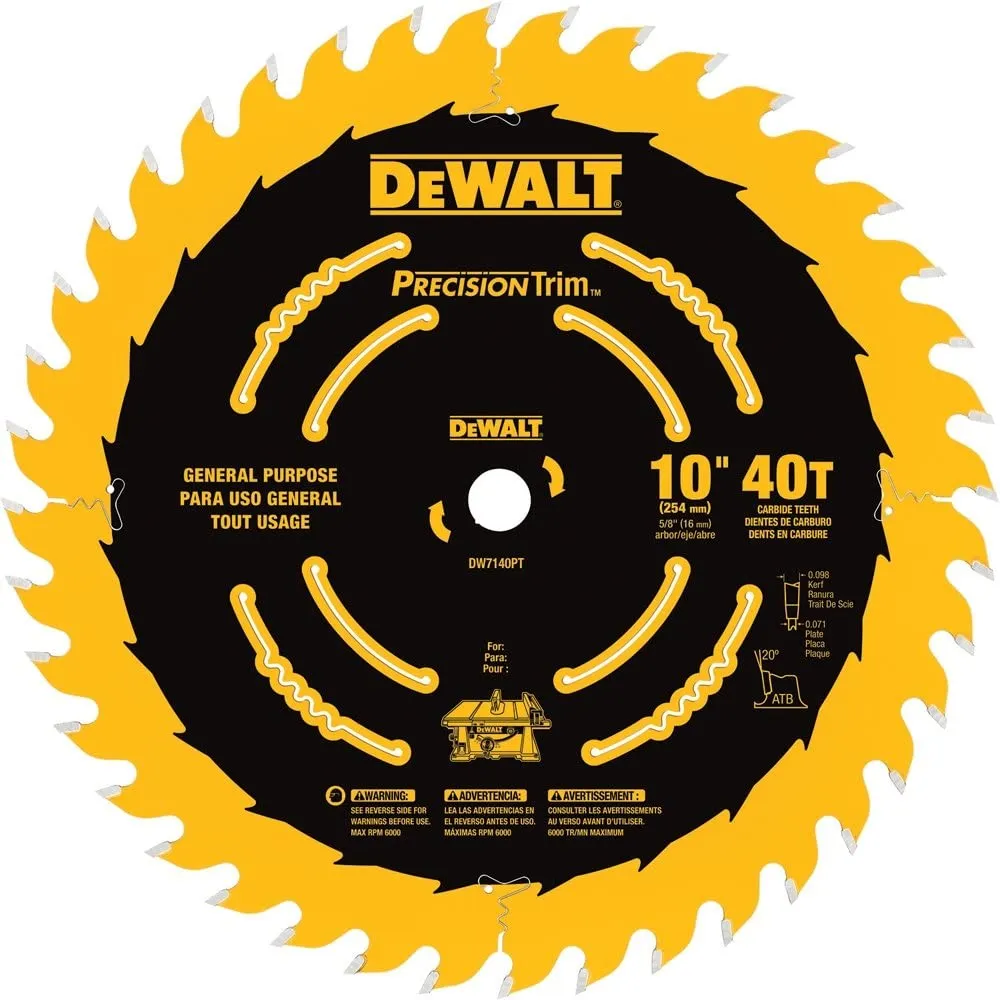 DeWalt DW7140PT 10" 40 Tooth Ripping / Crosscutting Saw Blade