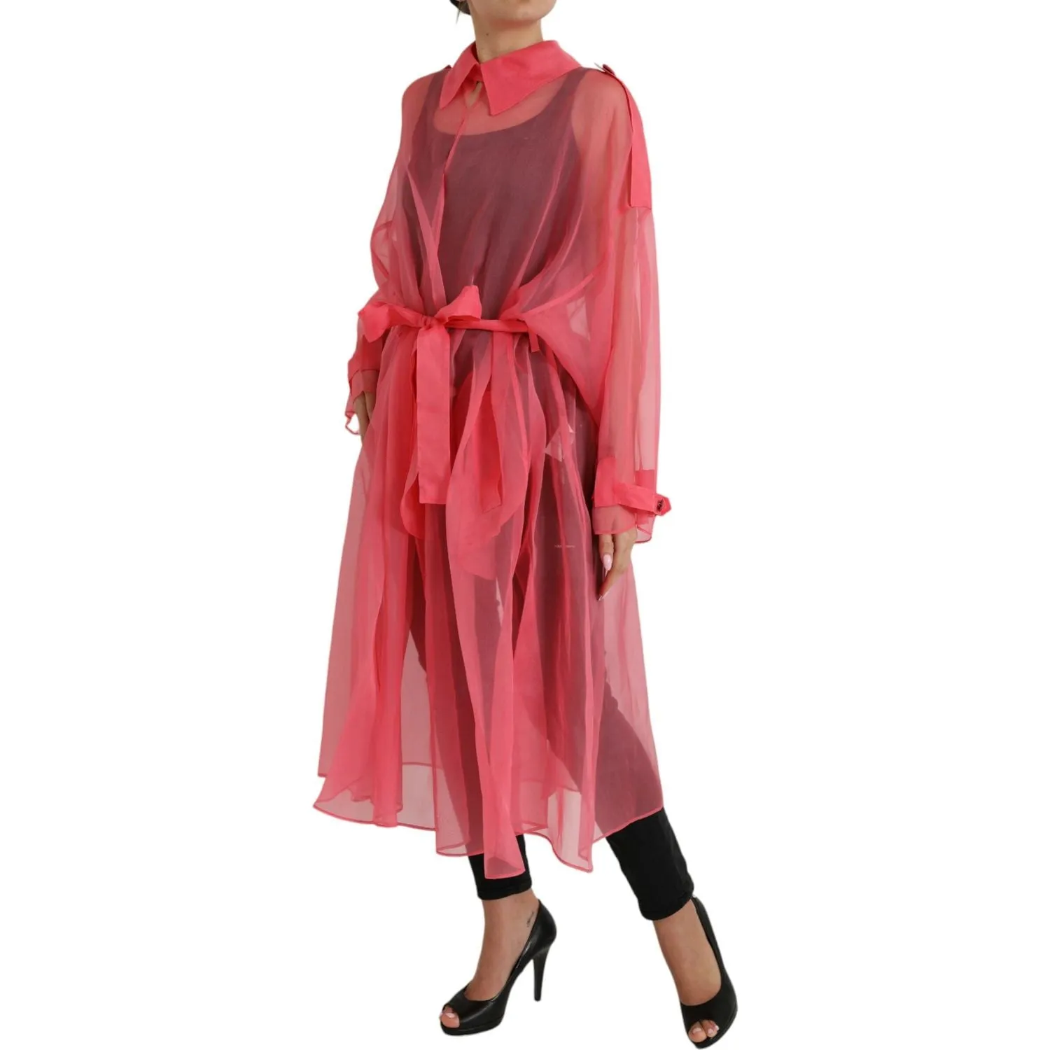 Dolce & Gabbana Elegant Pink Silk Long Jacket