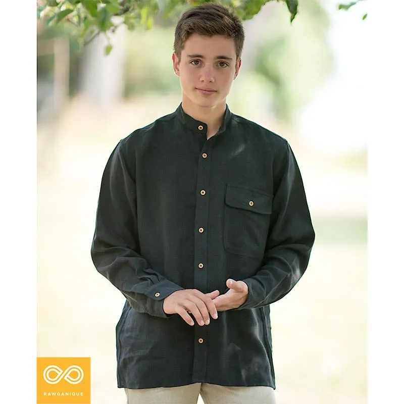 DOME SQUARE 100% Organic Hemp Banded Collar Shirt (Closeout - Final Sale)