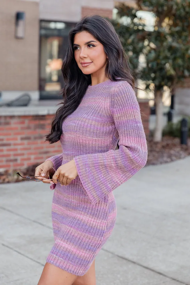 Easy Does It Pink Ombre Knit Sweater Bell Sleeve Mini Dress FINAL SALE