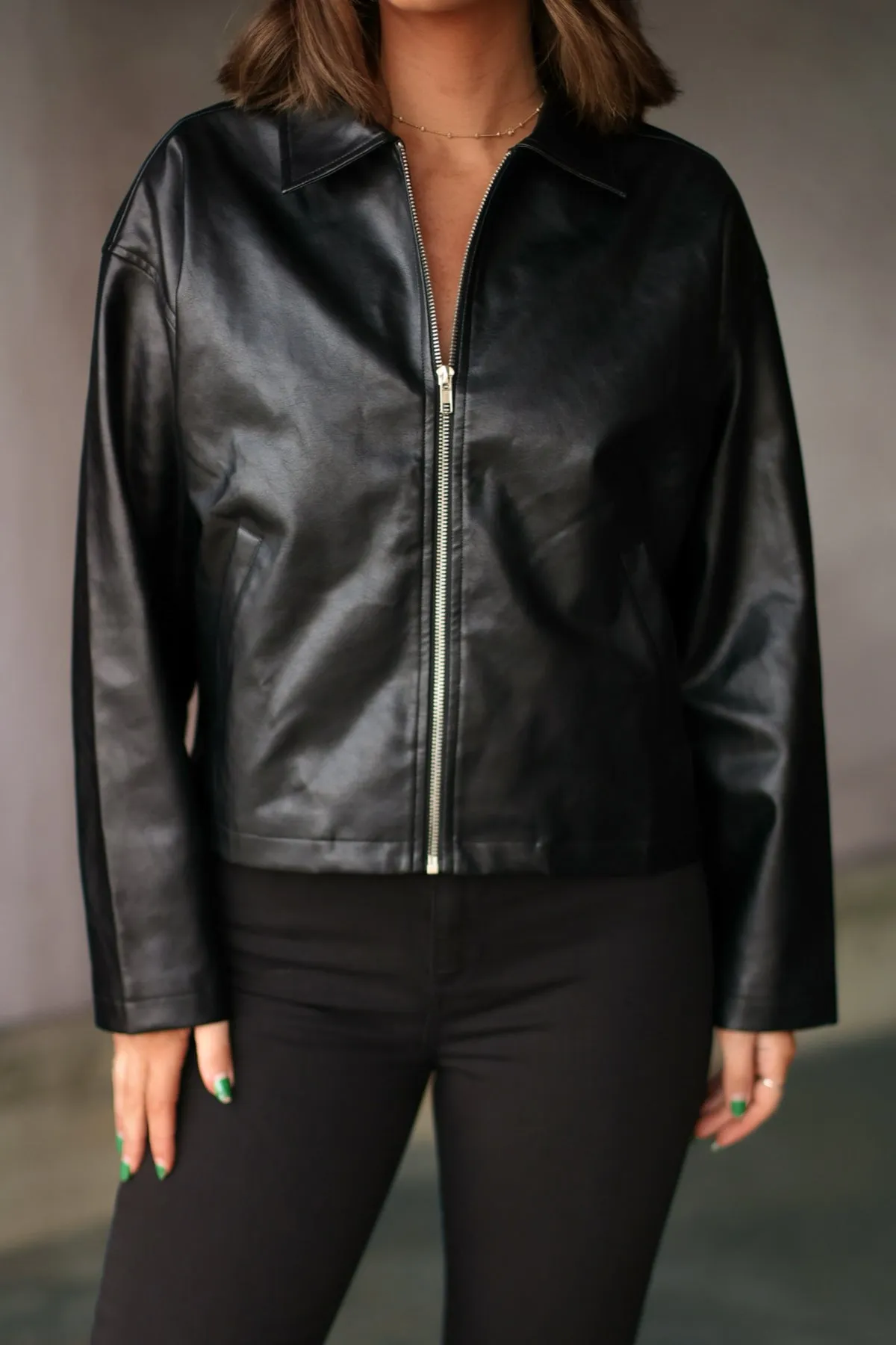 Edgy Black Faux Leather Jacket