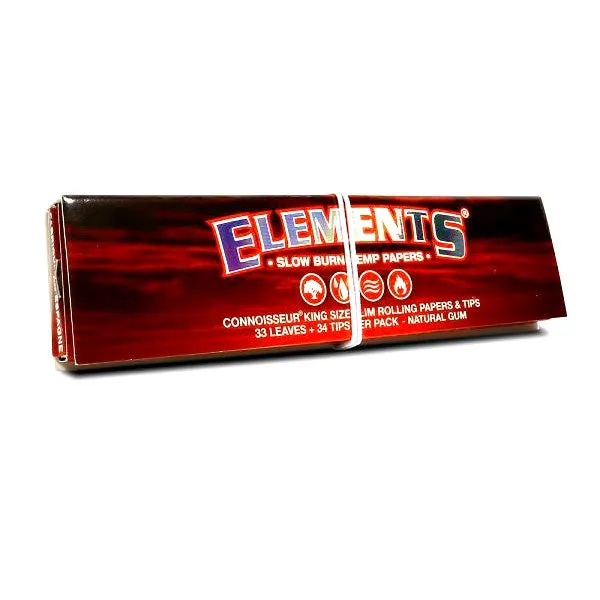 Elements - Red - Connoisseur Kingsize Hemp Papers With Tips