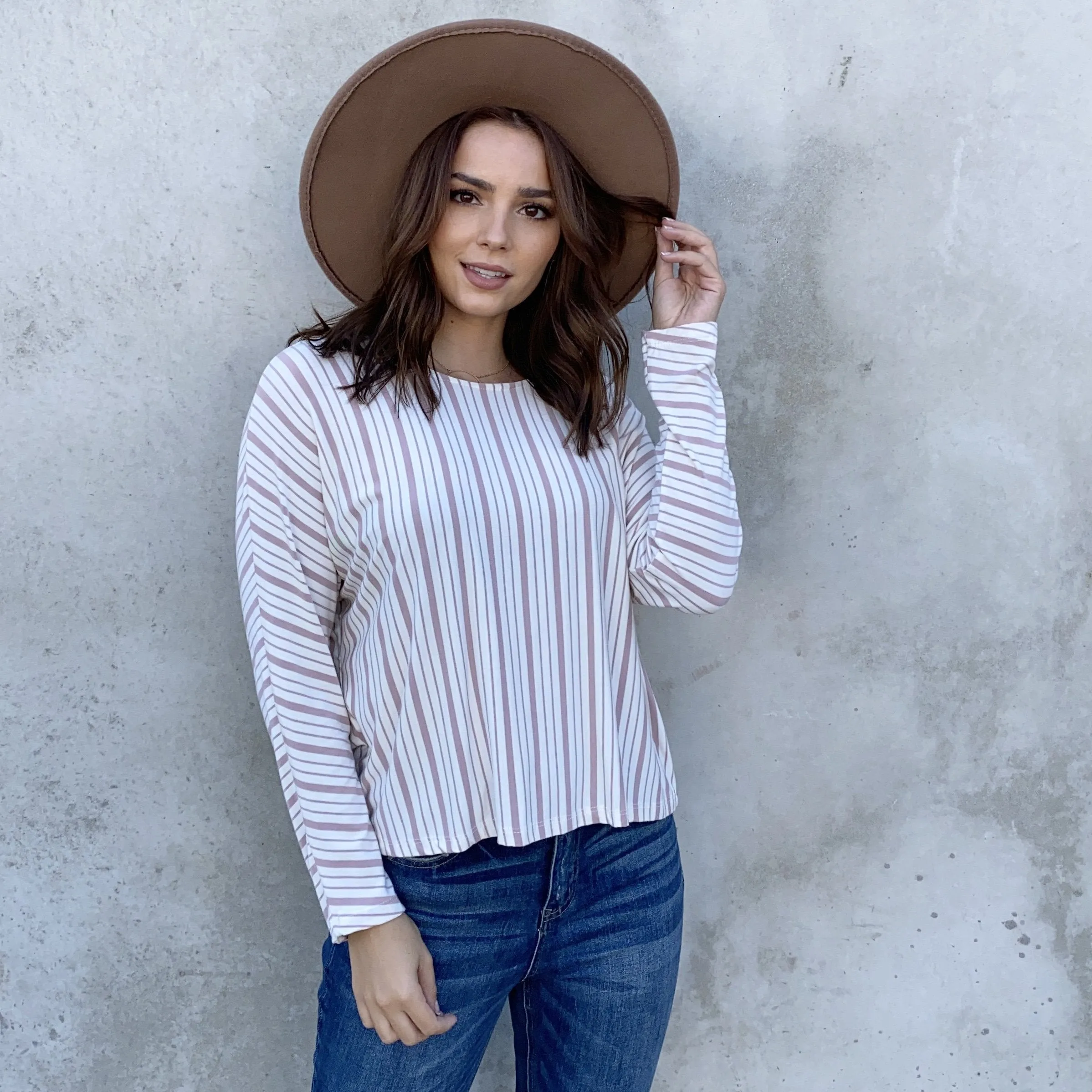 Elise Stripe Long Sleeve Jersey Top