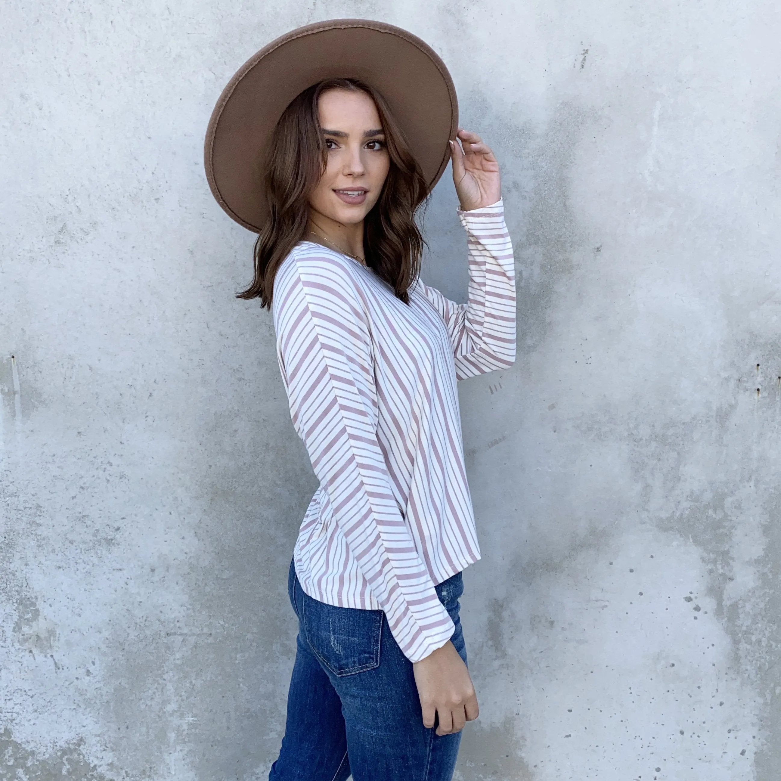 Elise Stripe Long Sleeve Jersey Top