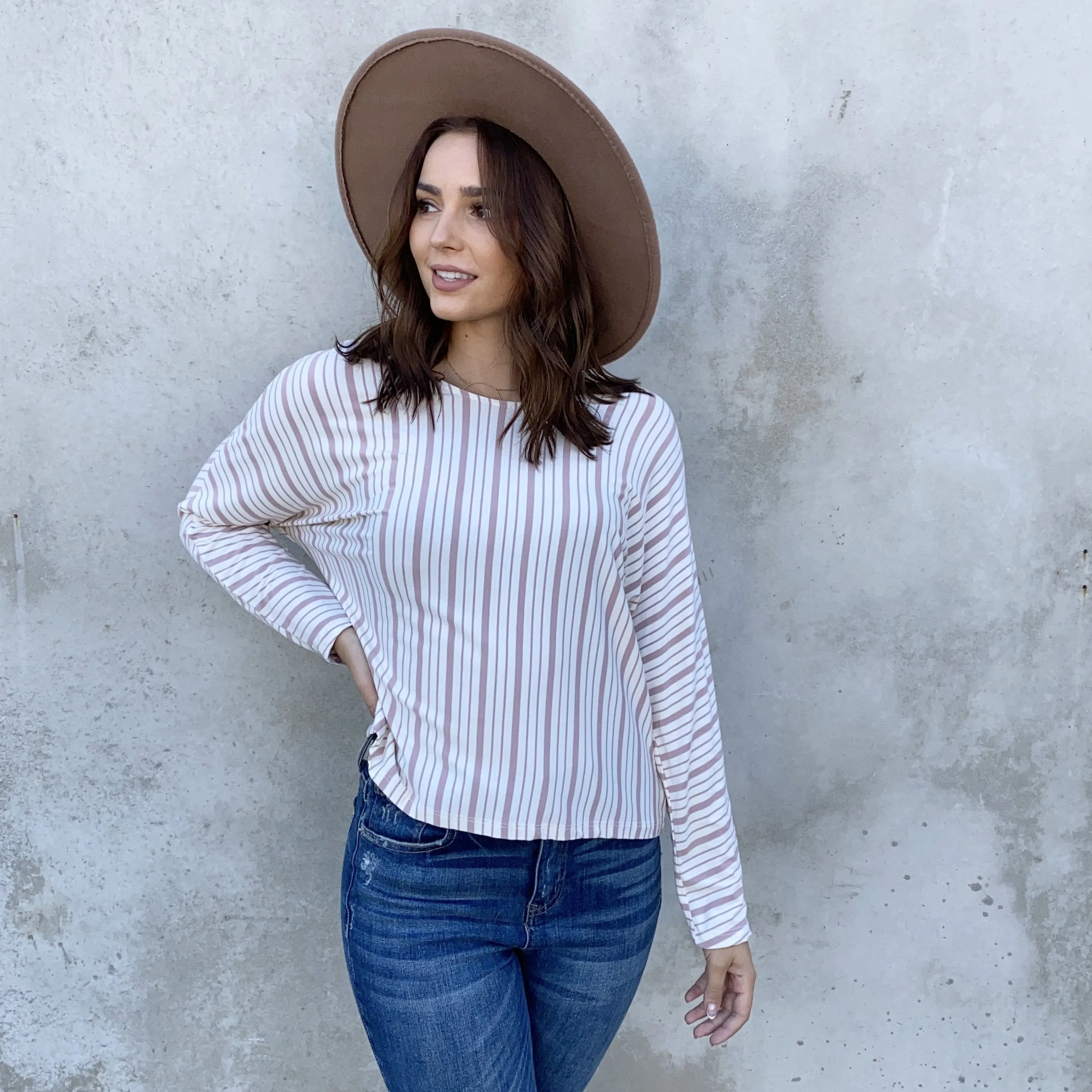 Elise Stripe Long Sleeve Jersey Top